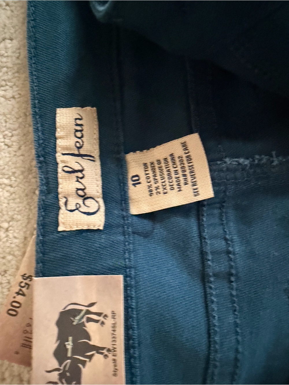Women’s Slim Straight Leg Jeans - Dark Teal Green - Picture 3 of 4